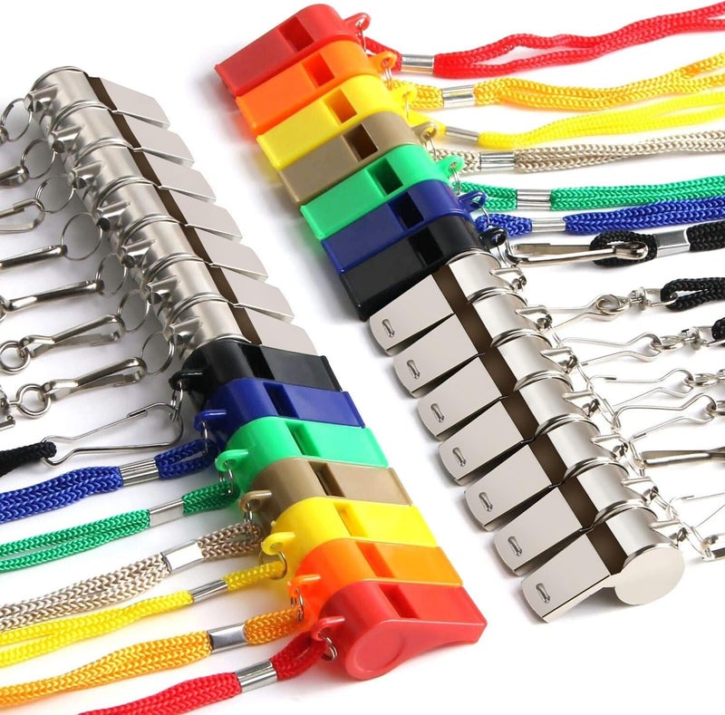 SANNIX 28 Pack Whistle, Coach Whistle with Lanyard Sports Whistles Loud Crisp Sound Whistle for Coaches Referees Training Gyms Emergency - Image 1
